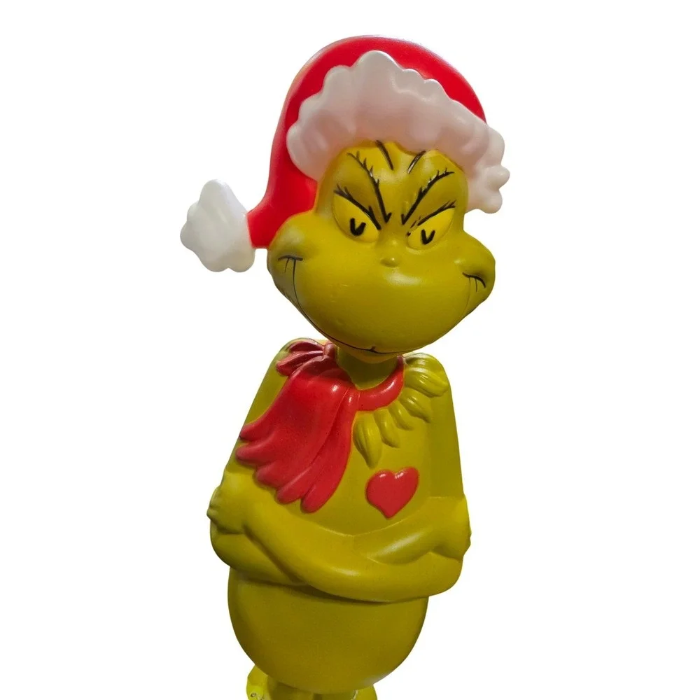 Grinch Christmas Blow Mold 14 inch Light Up Decor Holiday Decoration Heart Scarf